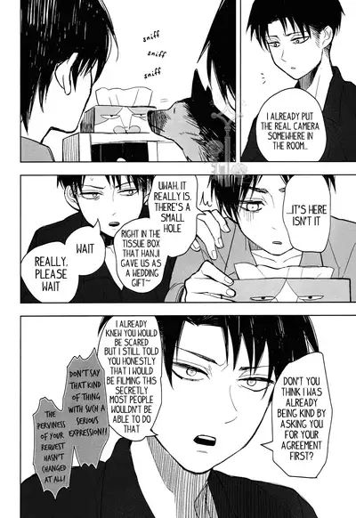 (C85) [Tokinokouji (Omatsu)] Hachiware to Levi-san [Yoru] | The Black and White Cat and Levi-san [Night] (Shingeki no Kyojin) [English] [Key and Cravat]